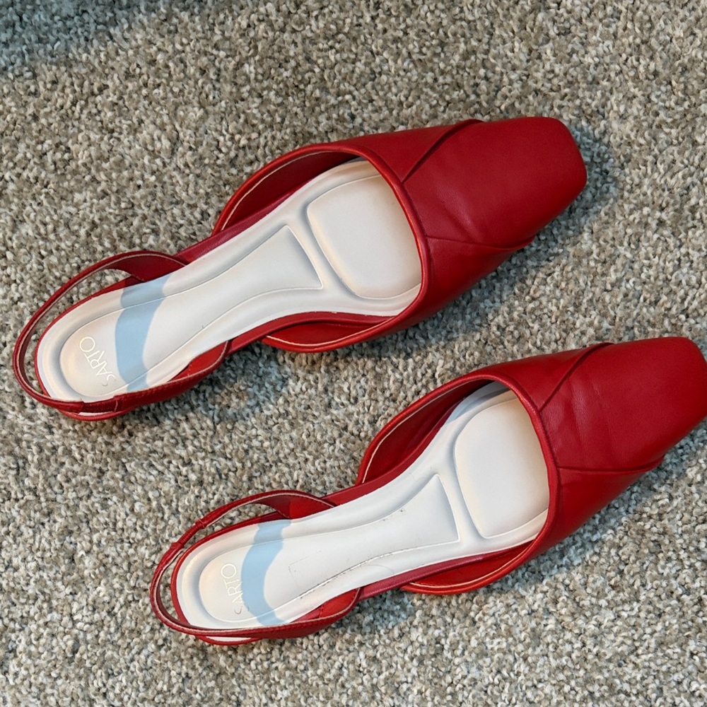 Franco Sarto Red Leather Slingbacks